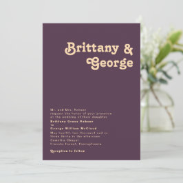 Invitación Retro moderno | Boda tradicional morado oscuro