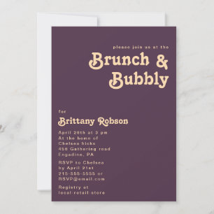 Invitación Retro moderno   Brunch morado oscuro y burbujeante