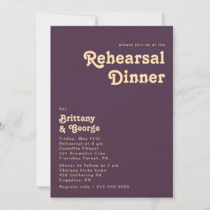 Invitación Retro moderno   Cena de ensayo morado oscuro