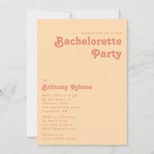 Invitación Retro moderno Cream Bachelorette Party Naranja