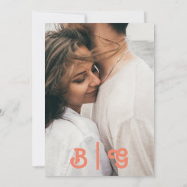 Invitación Retro Moderno | Monograma Fotográfico Casual Coral