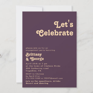 Invitación Retro moderno   Morado oscuro celebremos