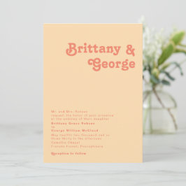 Invitación Retro moderno | Naranja Cream Boda tradicional