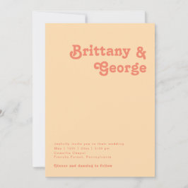 Invitación Retro moderno | Naranja Cream Casual Boda