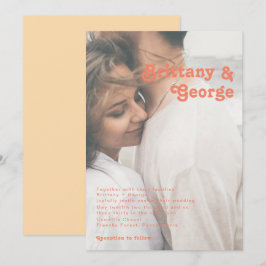 Invitación Retro moderno | Naranja Cream Faded Photo Boda