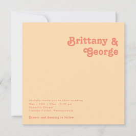 Invitación Retro moderno | Naranja Cream Square Boda