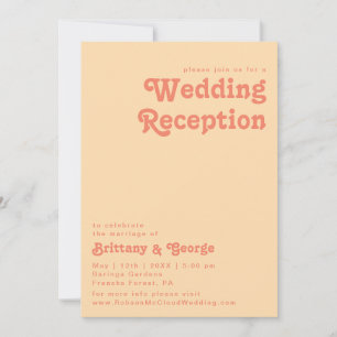 Invitación Retro moderno Recepción de boda con crema Naranj