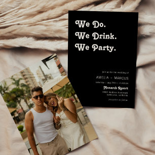 Invitación Retro Moderno Tomamos Nosotros Fiesta Boda
