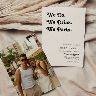 Invitación Retro Moderno Tomamos Nosotros Fiesta Boda