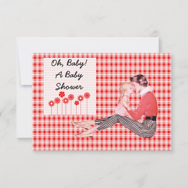 Invitación Retro Mom y Baby Shower V2 (Anverso)