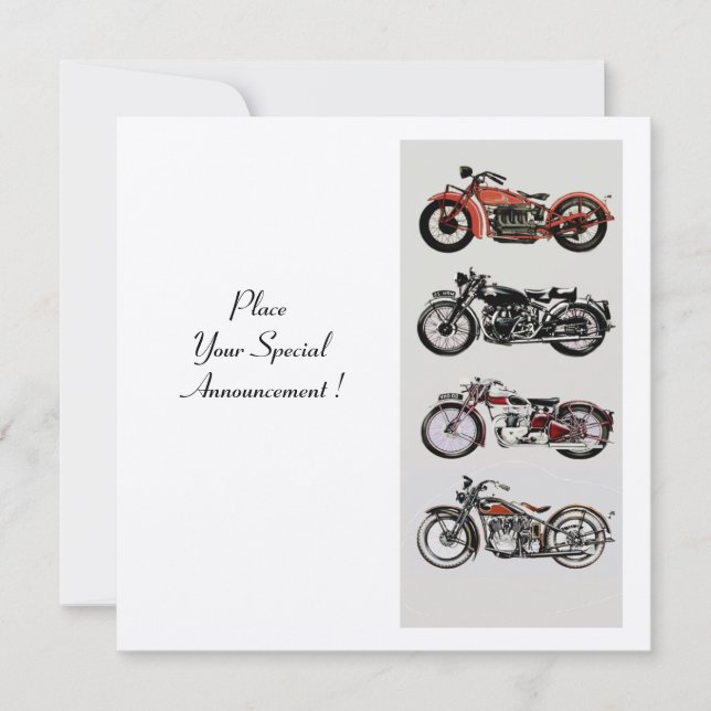 Invitación RETRO MOTORCYCLES FIESTA Campaña Blanco Rojo Negro (Anverso)