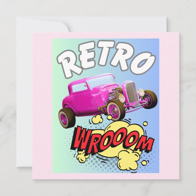 Invitación Retro Muscle Car (Anverso)