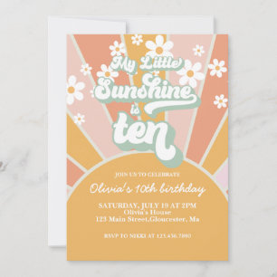 Invitación Retro My Little Sunshine margarita cumpleaños 10