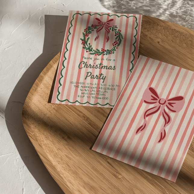 Invitación Retro Navidades rojos de color verde rojo dibujand (Subido por el creador)
