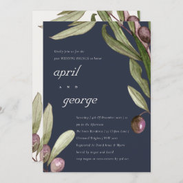 INVITACIÓN RETRO NAVY OLIVO FOLIAGE POST BODA BRUN
