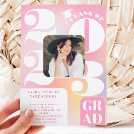 Invitación Retro negrita 2023 holografía 5 fotos graduación