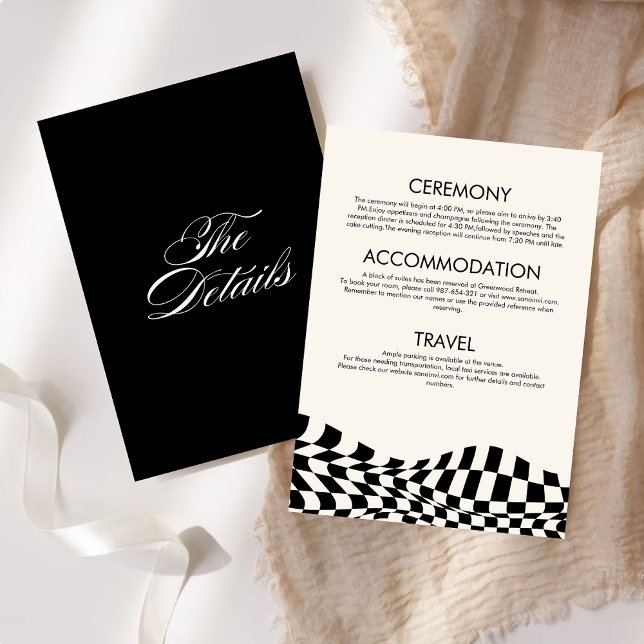 Invitación Retro negro y blanco a cuadros El Boda de detalles (Subido por el creador)