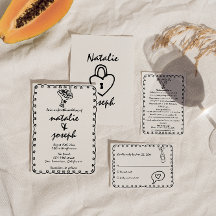 Retro Negro y blanco trenzado Boda quirky