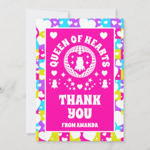 Invitación Retro Neon Reina de los Corazones cumpleaños Tarje