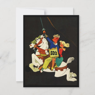 Invitación Retro Night on White Carousel Horse Invitation