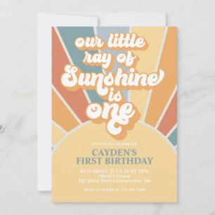 Invitación Retro Nuestro Pequeño Niño Sol Primer Cumpleaños I