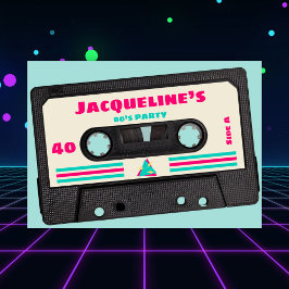 Invitación Retro Ochties Music Mix Tape 40 cumpleaños Fiesta