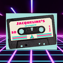 Invitación Retro Ochties Music Mix Tape 50th Birthday Party