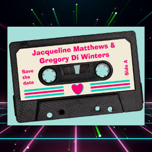 Invitación Retro Ochties Music Mix Tape Save The Date