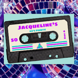 Invitación Retro Ochties Purple Mix Tape 50th Birthday Party