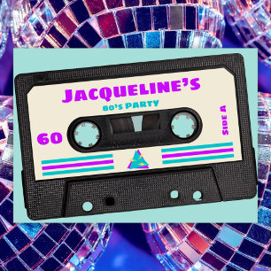 Invitación Retro Ochties Purple Mix Tape 60th Birthday Party