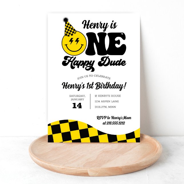 Invitación Retro One Chico Feliz Cumpleaños 1 (Subido por el creador)