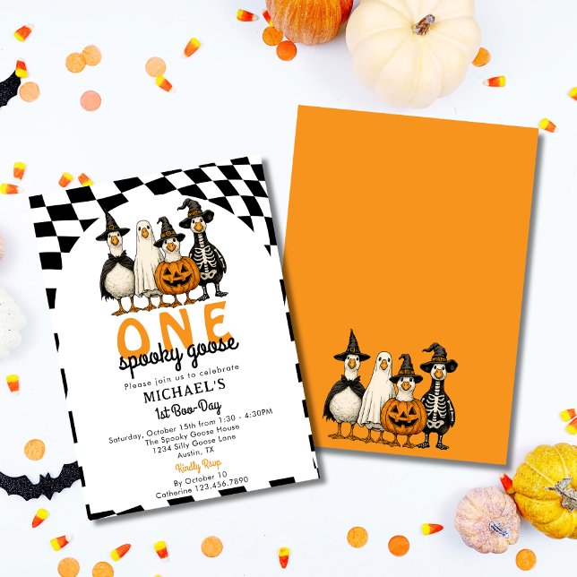 Invitación Retro One Spooky Goose Cumpleaños de Halloween núm (Subido por el creador)