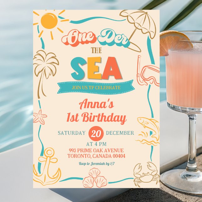 Invitación Retro Oneder El Mar Primera Cumpleaños (Subido por el creador)