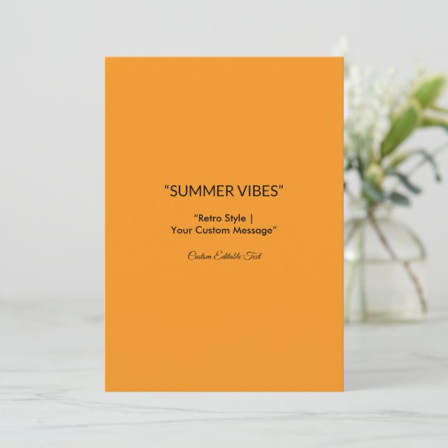 Invitación Retro Orange Texture – Summer Vibes Art (Anverso de pie)