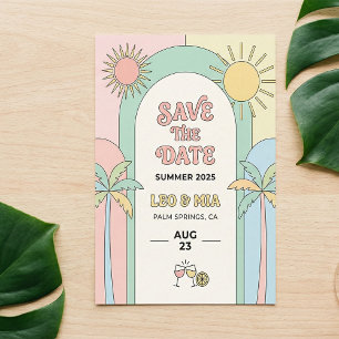 Invitación Retro Palm Springs Save the Date Groovy