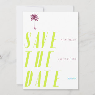 Invitación Retro Palma Árbol Salva la Fecha - Cítrico