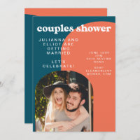 Retro Papaya y Peacock Blue Photo Couower