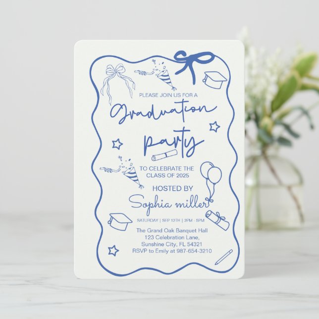 Invitación Retro para la Fiesta de Graduación Clas (Anverso de pie)