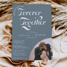 Invitación retro para siempre foto cena de ensayo azul polvor