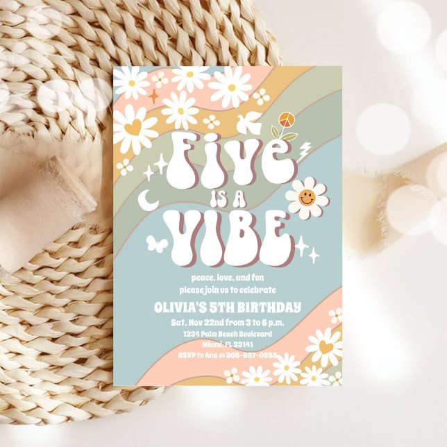 Invitación Retro Pastel 5th Birthday Invitation (Subido por el creador)