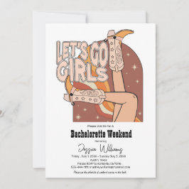 Invitación Retro Pastel Rodeo Rosa Bachelorette Weekend
