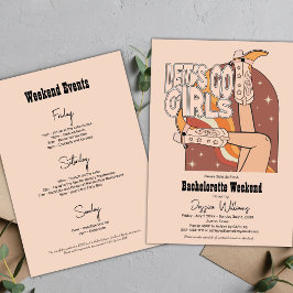 Invitación Retro Pastel Rodeo Rosa Bachelorette Weekend