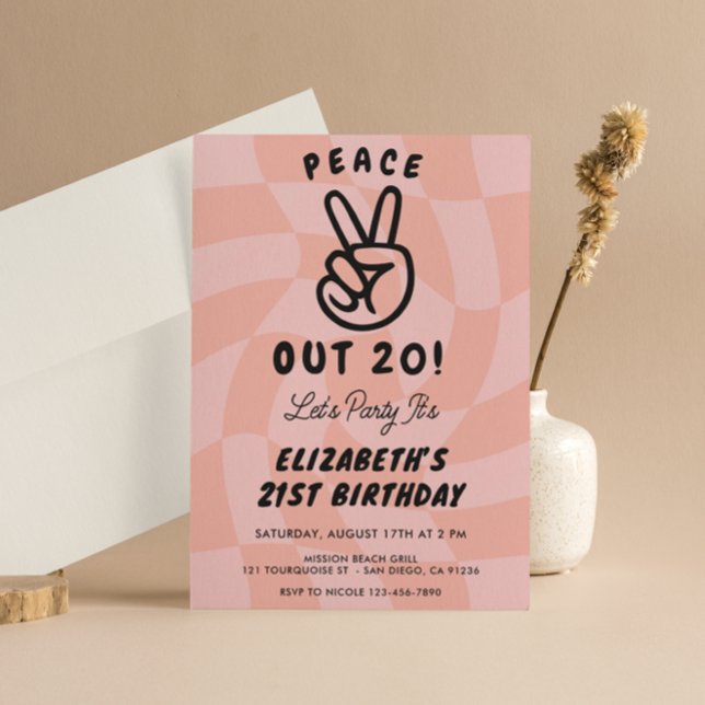 Invitación Retro Paz Fuera Cualquier Fiesta de Cumpleaños de  (Subido por el creador)