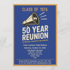 Invitación Retro Pep Rally Style 50 Year Class Reunion
