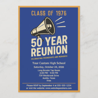 Invitación Retro Pep Rally Style 50 Year Class Reunion