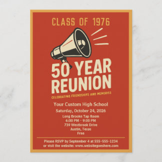 Invitación Retro Pep Rally Style 50 Year Class Reunion