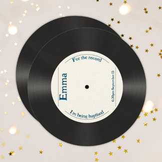 Invitación Retro personalizado Para El Baptismo Adulto Récord