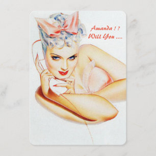 Invitación Retro personalizado ser mi dama de honor/dama de h