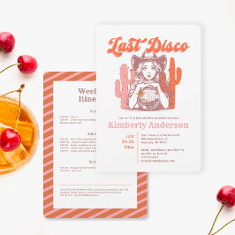 Invitación Retro Pink Cowgirl Last Disco Bachelorette Weekend