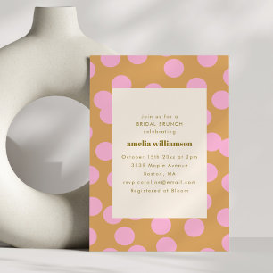 Invitación Retro Pink Polka Dot Bridal Brunch Ducha Moderno